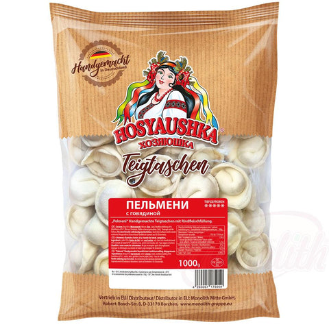 Boulettes de pâte faites à la main et fourrées au bœuf "Pelmeni". Surgelés.