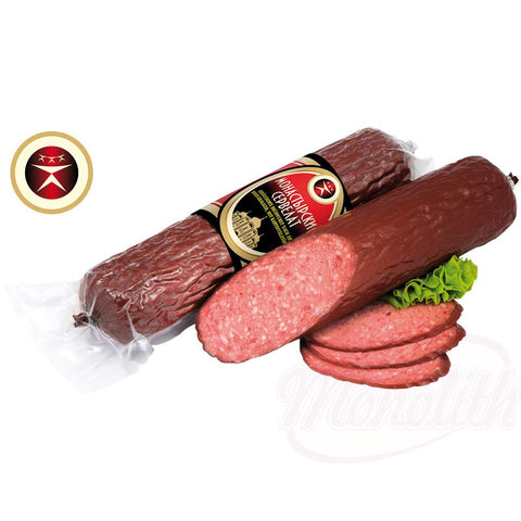 Saucisse cuite fumée à la manière dune saucisse de Cracovie "Monastyrskaja" avec de la fécule de pomme de terre