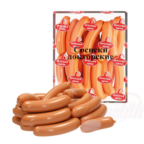 Saucisses "Sosiski Doktorskie" en boyau pelé avec eau potable