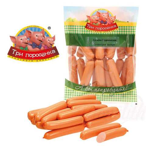 Saucisses "Sosiski Studentscheskie" de type particulier avec eau potable, fumées