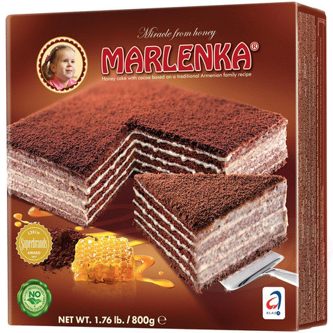 Bevroren melkcacaocake "Marlenka" volgens een recept met honing uit het oude Armenië