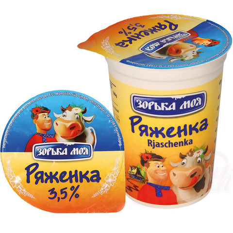 Zorka Moja "Ryazhenka" - produit à base de yaourt