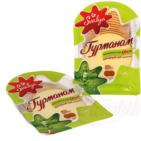 Préparation de fromage fondu "Gurman" en tranches 45% MG/ES, fumé