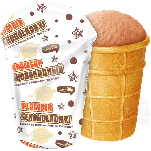 Glace au goût de chocolat en gobelet gaufré Plombir-Chocoladnyj