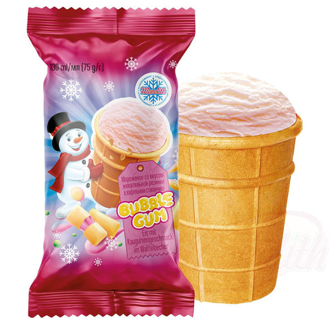 Glace au goût de chewing-gum "Bubble Gum", en gobelet gaufré