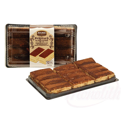 Tartelettes génoise avec 41% de crème goût de tiramisu, avec poudre à base de cacao