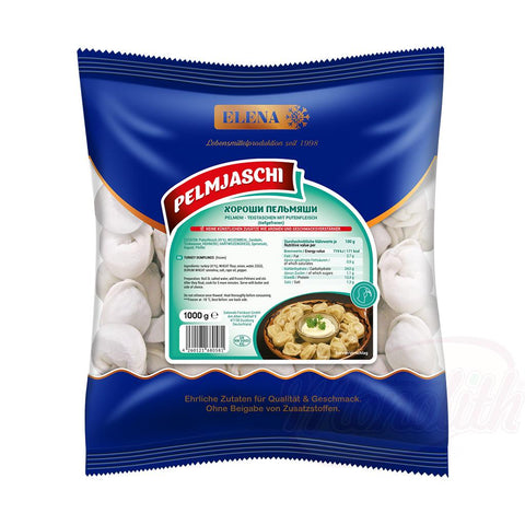 Pelmeni - ce sont des poches de pâte remplies de dinde finement hachée.