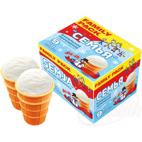 Eis mit Vanillegeschmack im Semja-Waffelbecher